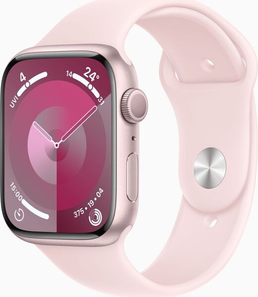 Apple Watch Series 9 Hliník 45 mm (2023) | GPS | růžová | sportovní náramek světle růžová S/M