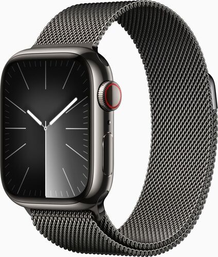 Som Ny: Apple Watch Series 9 Rostfritt stål 41 mm (2023) | GPS + Cellular | grafit | Milanesisk armband grafit