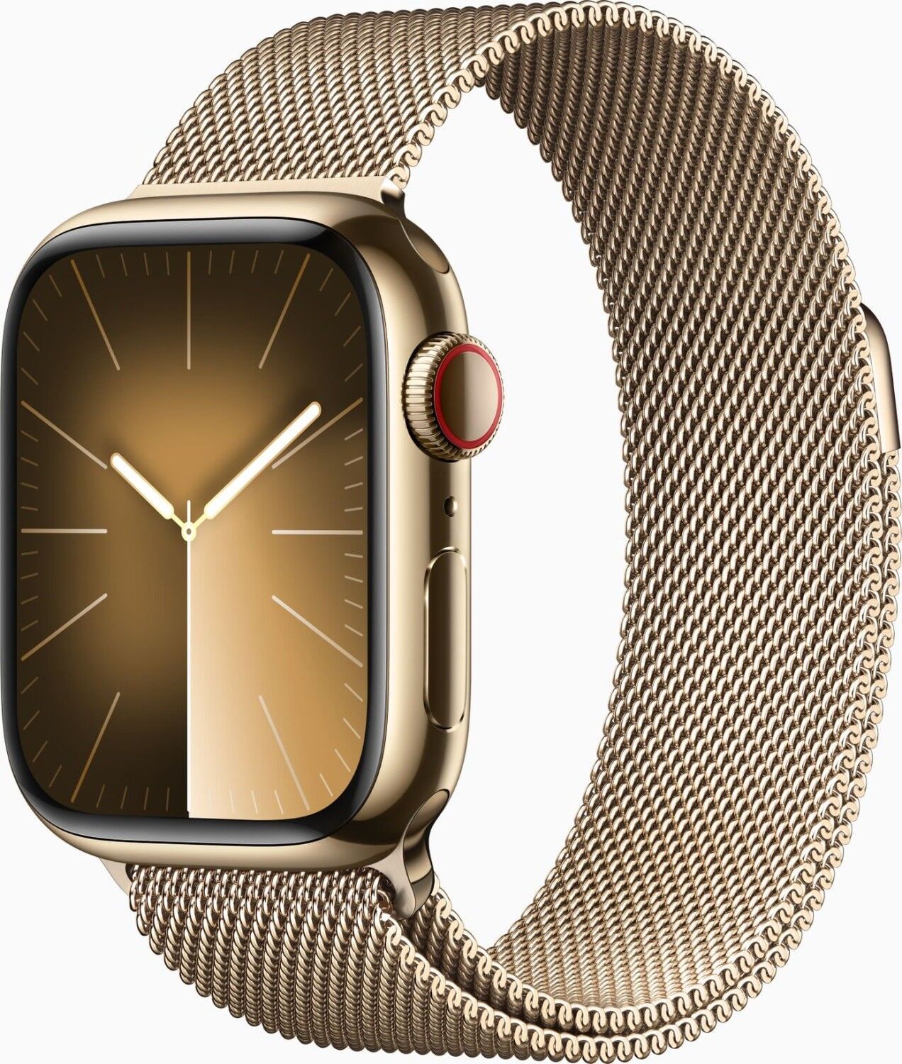 Apple Watch Series 9 Roestvrij staal 41 mm (2023) | GPS + Cellular | goud | Milanese band goud