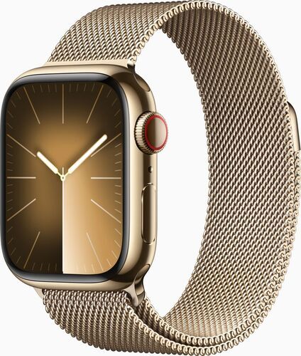 Apple Watch Series 9 Edelstahl 41 mm (2023) | GPS + Cellular | gold | Milanaise Armband gold