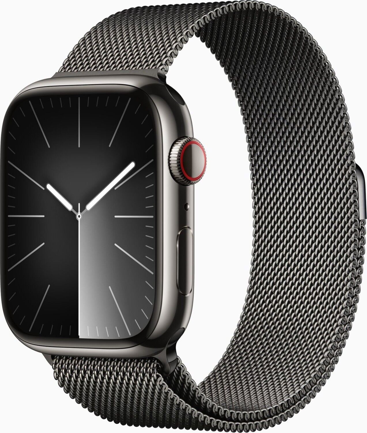Apple Watch Series 9 Roestvrij staal 45 mm (2023) | GPS + Cellular | grafiet | Grafiet Milanese bandje