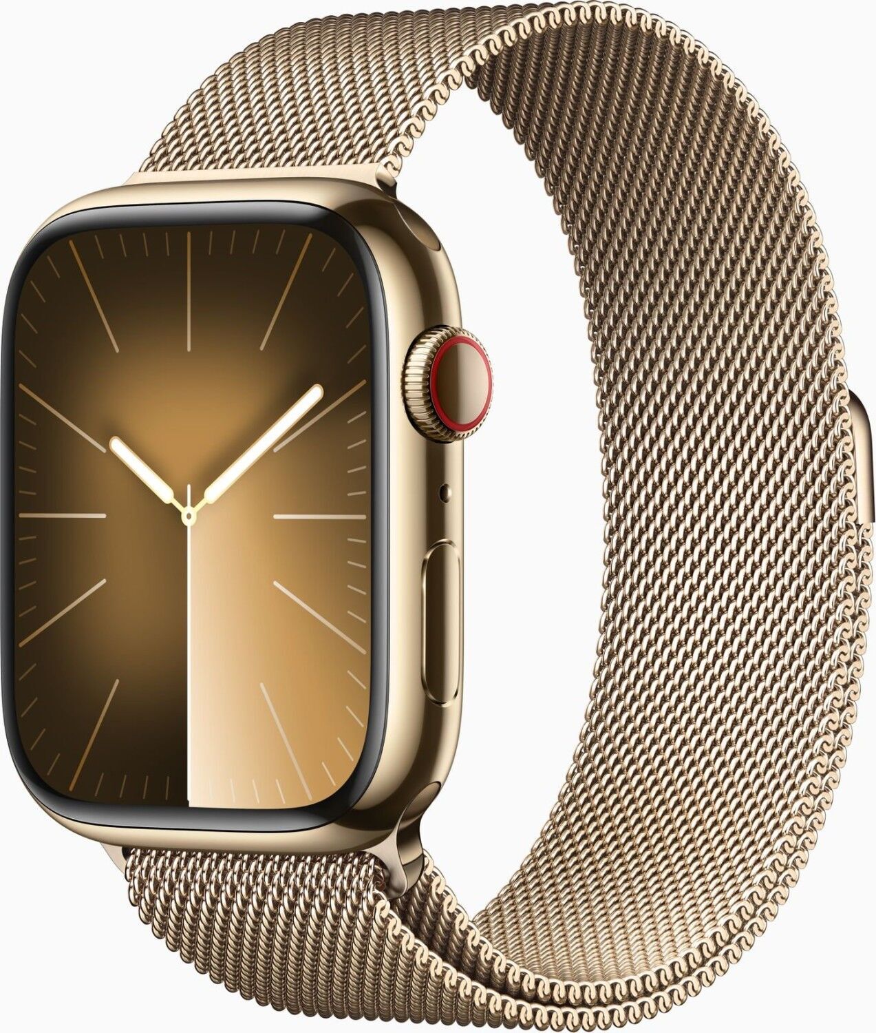 Apple Watch Series 9 Roestvrij staal 45 mm (2023) | GPS + Cellular | goud | Milanees bandje goud