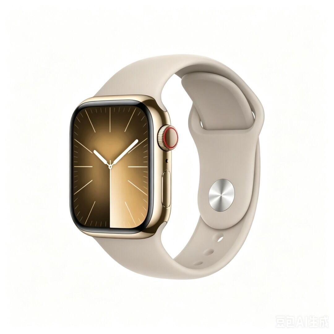 Apple Watch Series 9 Edelstahl 45 mm (2023) GPS + Cellular gold Sportarmband tonbeige S/M