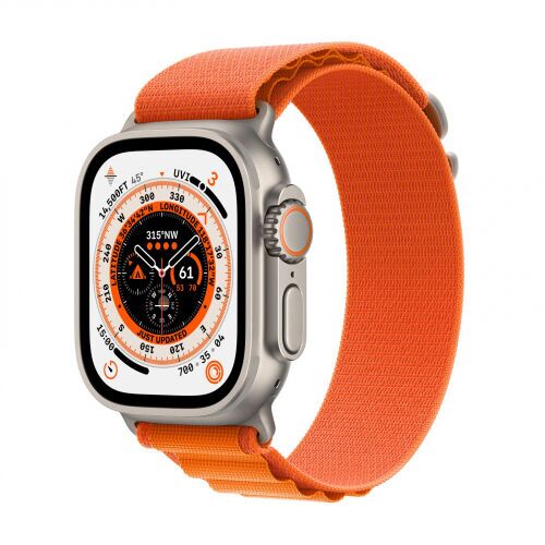 Apple Watch Ultra (2022) | 49 mm | GPS + Cellular | silber | Alpine Loop orange Medium