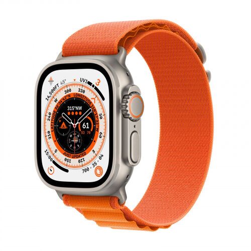 Apple Watch Ultra (2022) | 49 mm | GPS + Cellular | zilver | oranje Alpine Loop medium