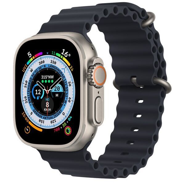 Apple Watch Ultra (2022) | 49 mm | GPS + Cellular | silber | Ocean Armband Mitternacht