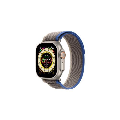 Apple Watch Ultra (2022) | 49 mm | GPS + Cellular | zilver | Trail Loop M/L blauw/grijs