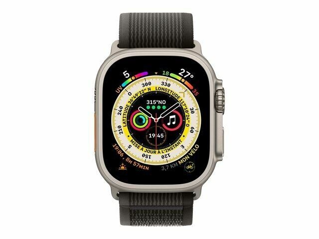 Apple Watch Ultra (2022) | 49 mm | GPS + Cellular | srebrny | Opaska Trail M/L w kolorze czarnym/szarym 2