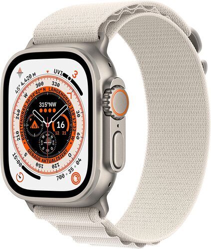 Väldigt bra: Apple Watch Ultra (2022) | 49 mm | GPS + Cellular | silver | Bergsloop Stjärnglans Small