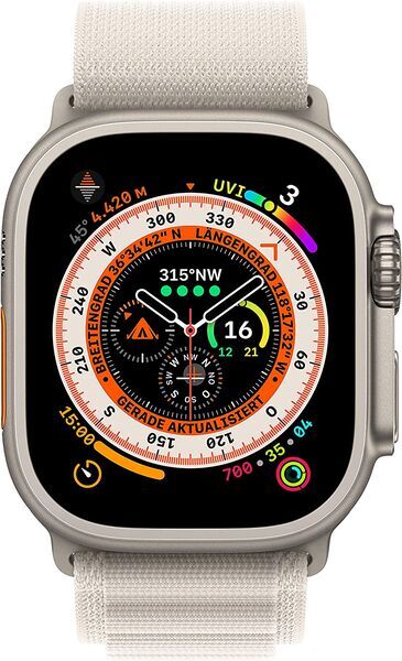 Apple Watch Ultra (2022) | 49 mm | GPS + Cellular | silver | Alpine Loop Starlight Small 2