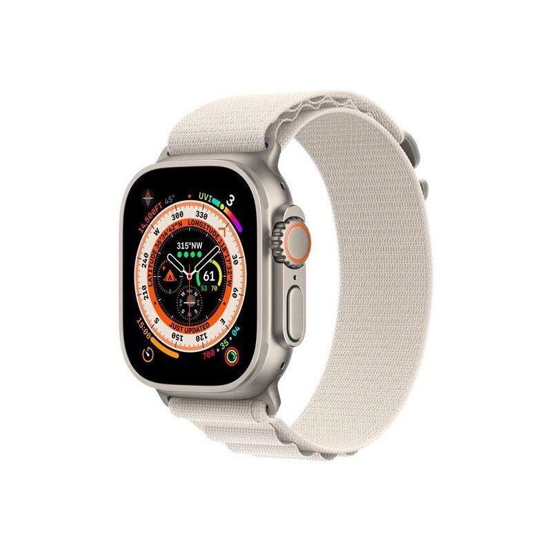 Apple Watch Ultra (2022) | 49 mm | GPS + Cellular | zilver | Alpine Loop Sterrenlicht groot