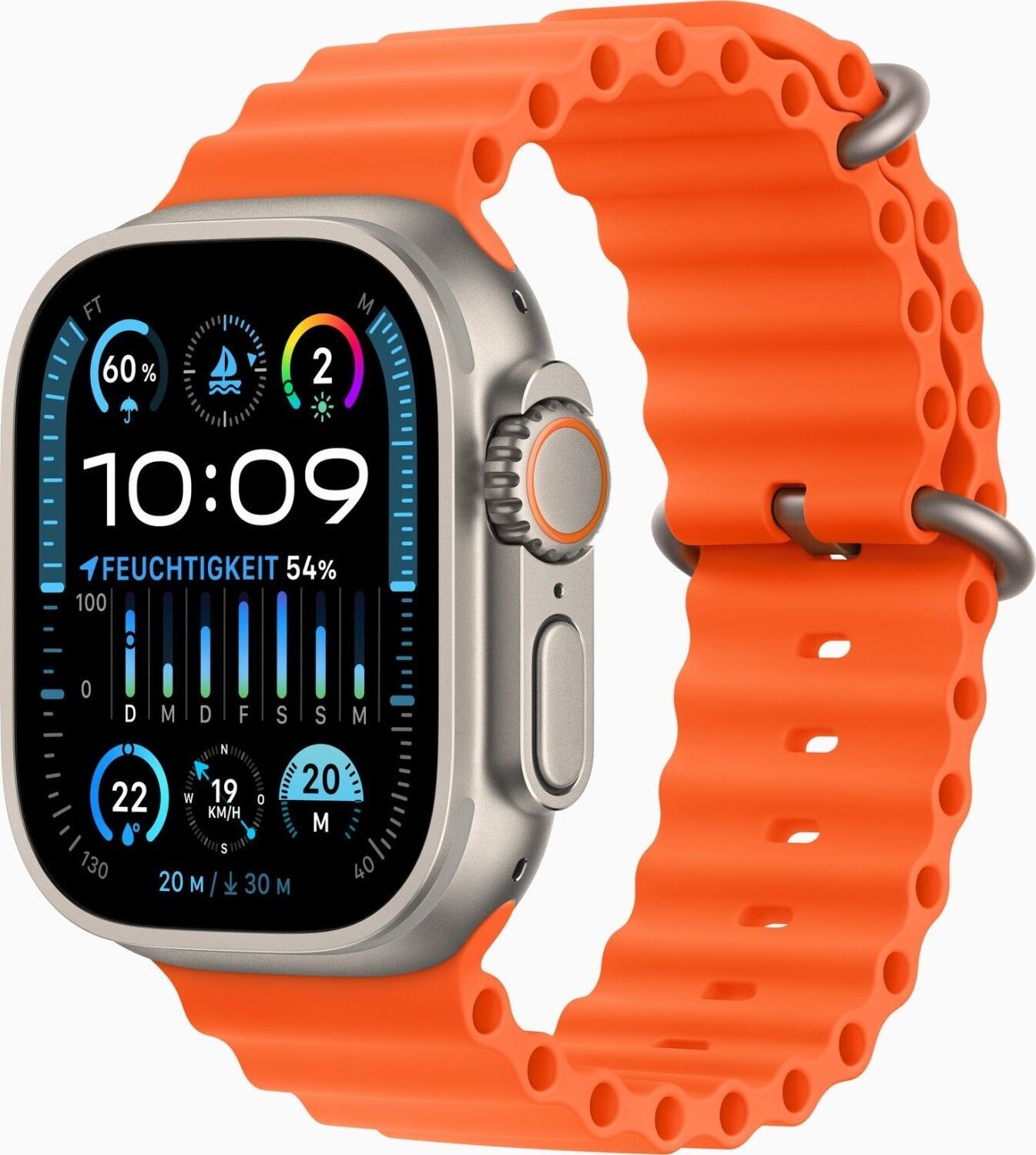 Apple Watch Ultra 2 (2023) | GPS + Cellular | zilver | Ocean-bandje oranje