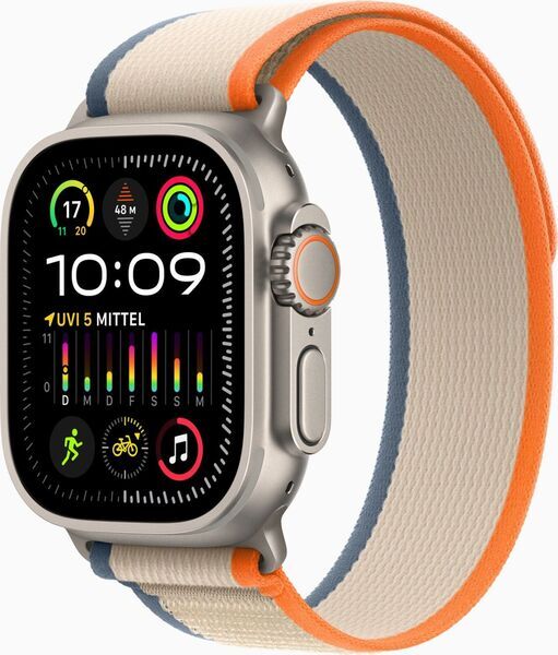 Apple Watch Ultra 2 (2023) | GPS + Cellular | silber | Trail Loop orange/beige M/L