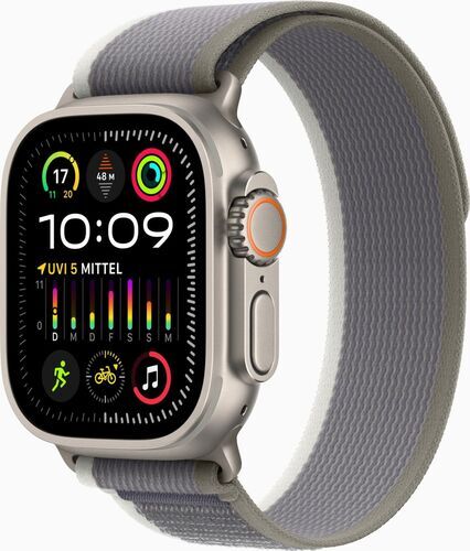 Väldigt bra: Apple Watch Ultra 2 (2023) | GPS + Cellular | silver | Terrängloop grön/grå M/L