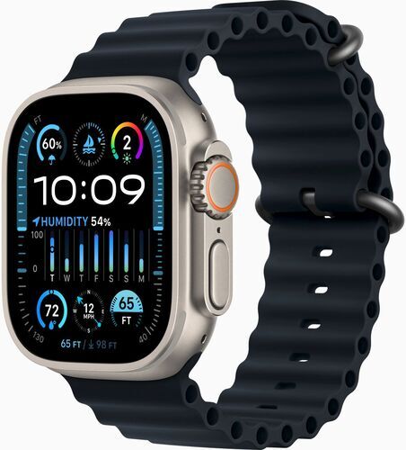 Som Ny: Apple Watch Ultra 2 (2023) | GPS + Cellular | silver | Havsband Midnatt