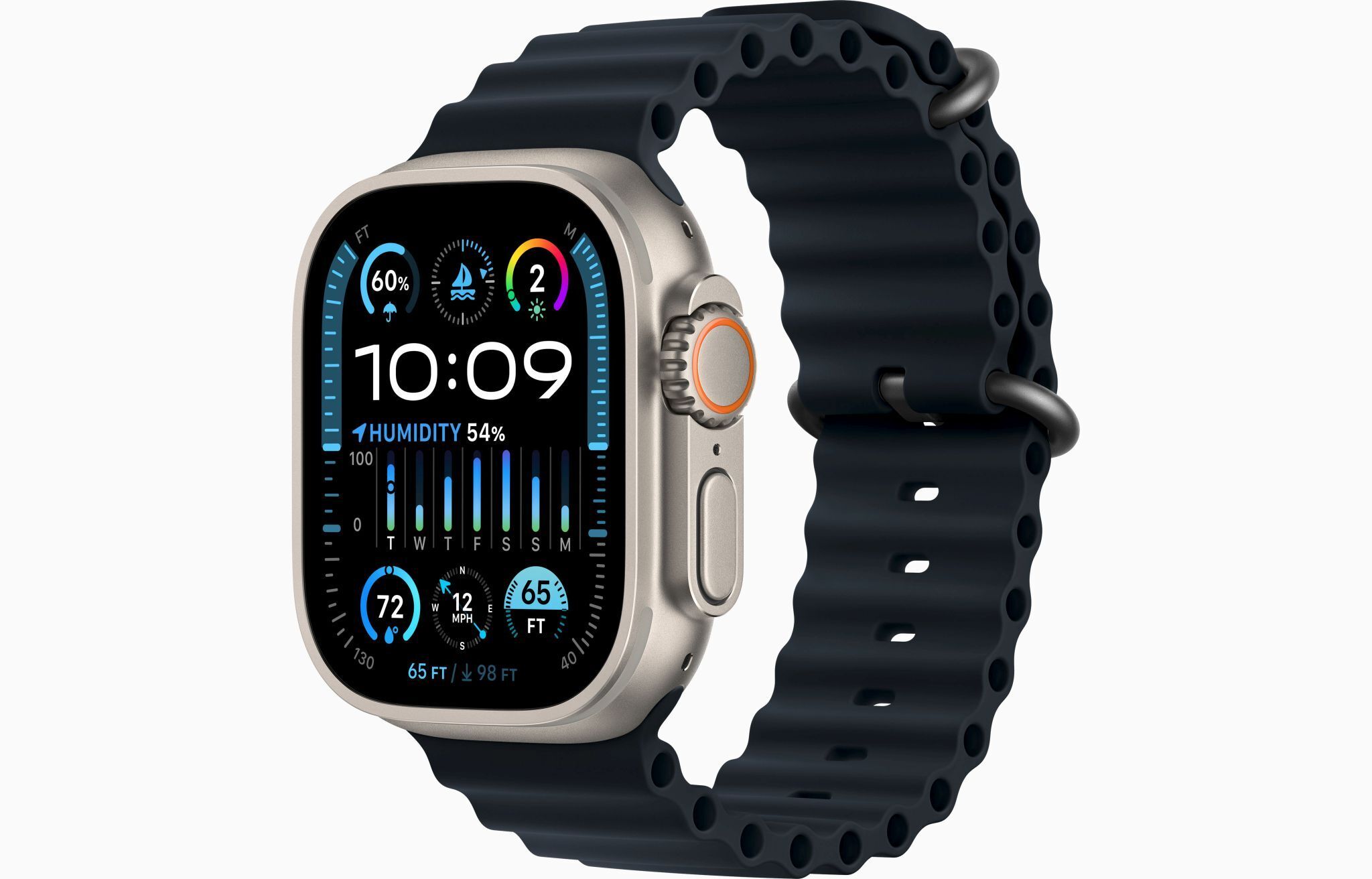 Apple Watch Ultra 2 (2023) | GPS + Cellular | zilver | Oceaanbandje Middernacht