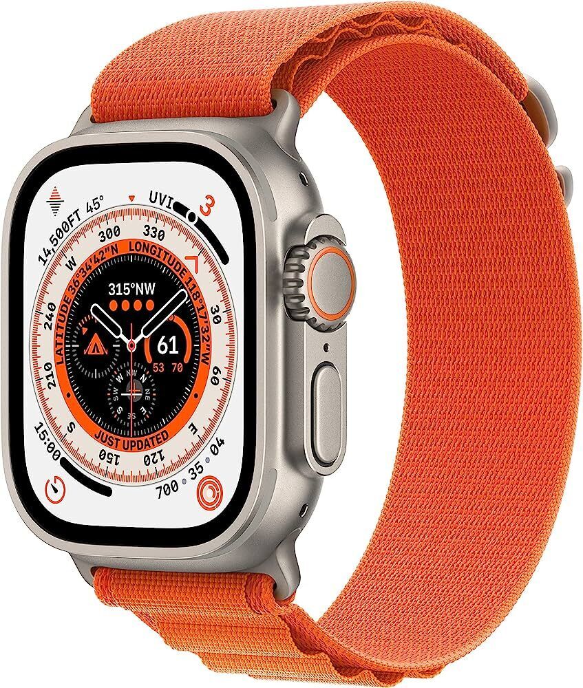 Apple Watch Ultra 2 (2023) | GPS + Cellular | zilver | Alpine Loop oranje medium