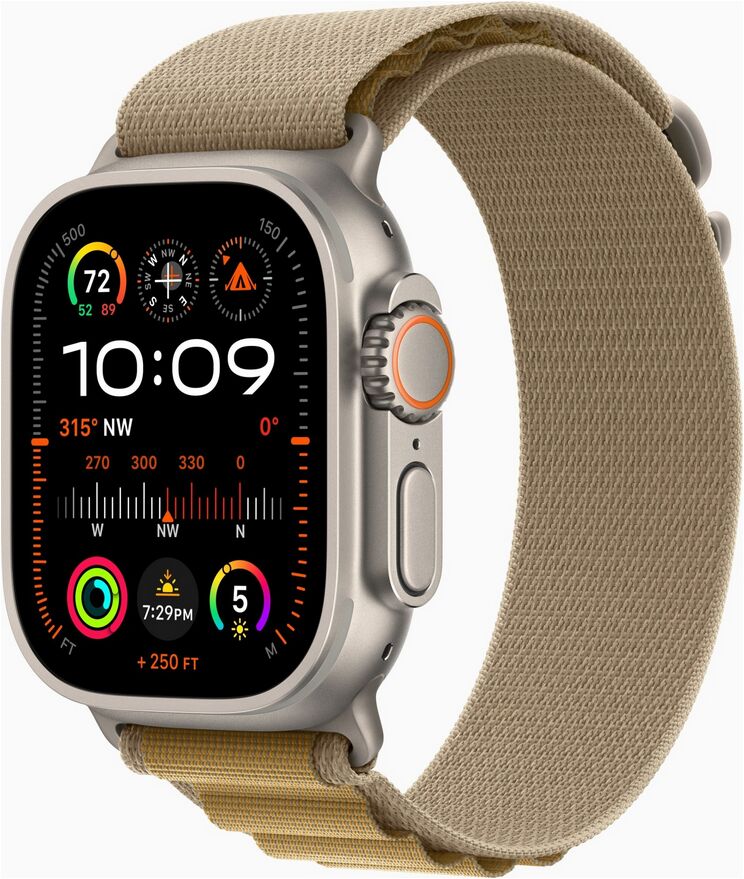 Apple Watch Ultra 2 (2023) | GPS + Cellular | zilver | Alpine Loop amandel medium