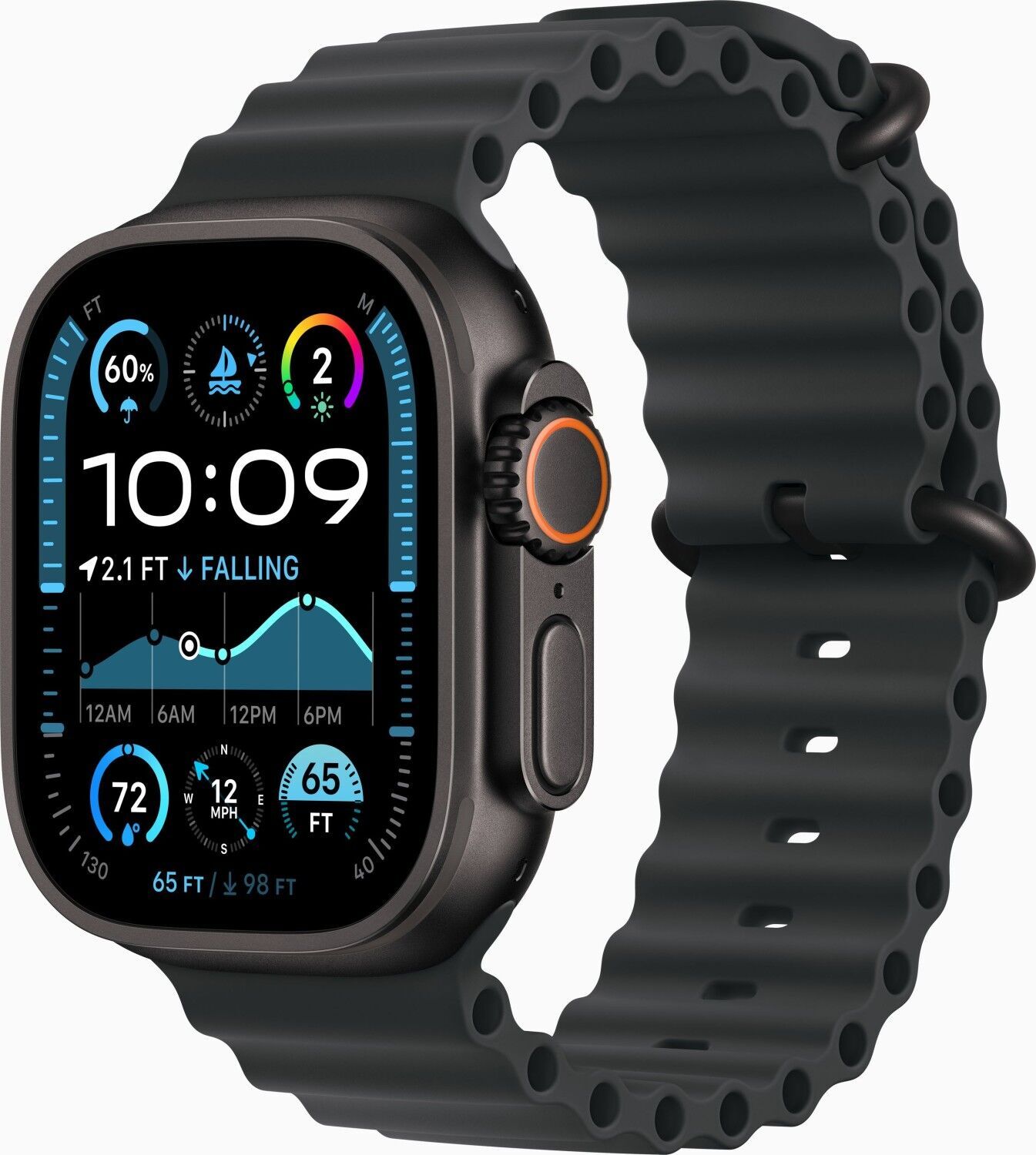 Apple Watch Ultra 2 (2024) | GPS + Cellular | zwart | zwarte Ocean-band