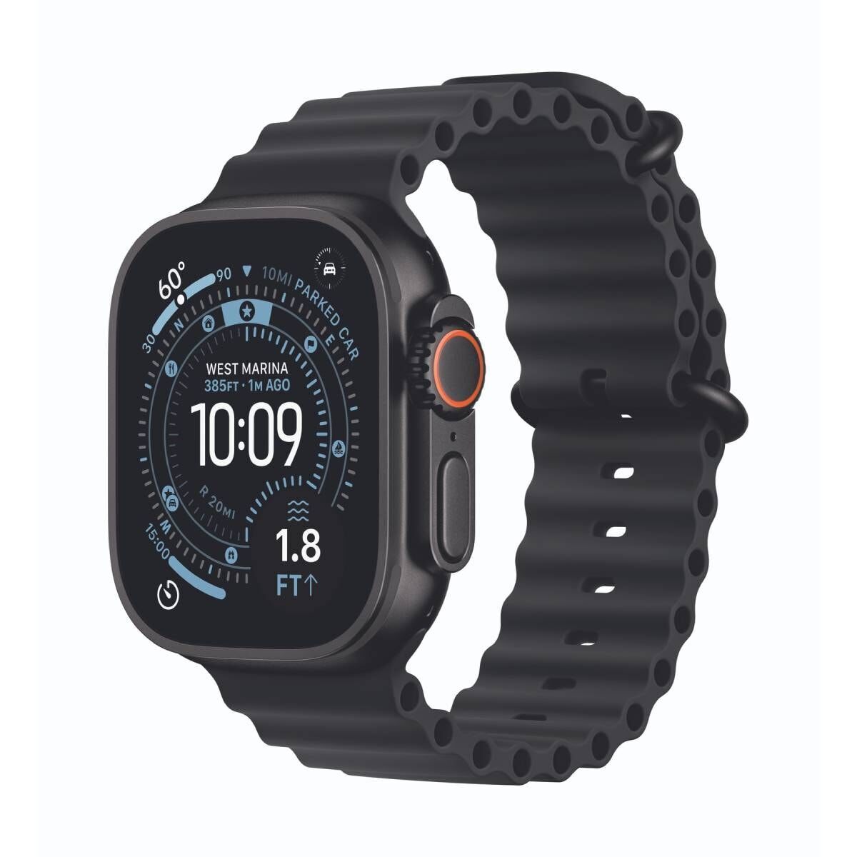 Apple Watch Ultra 3 (2025) | GPS + Cellular | zwart | Ocean-bandje zwart