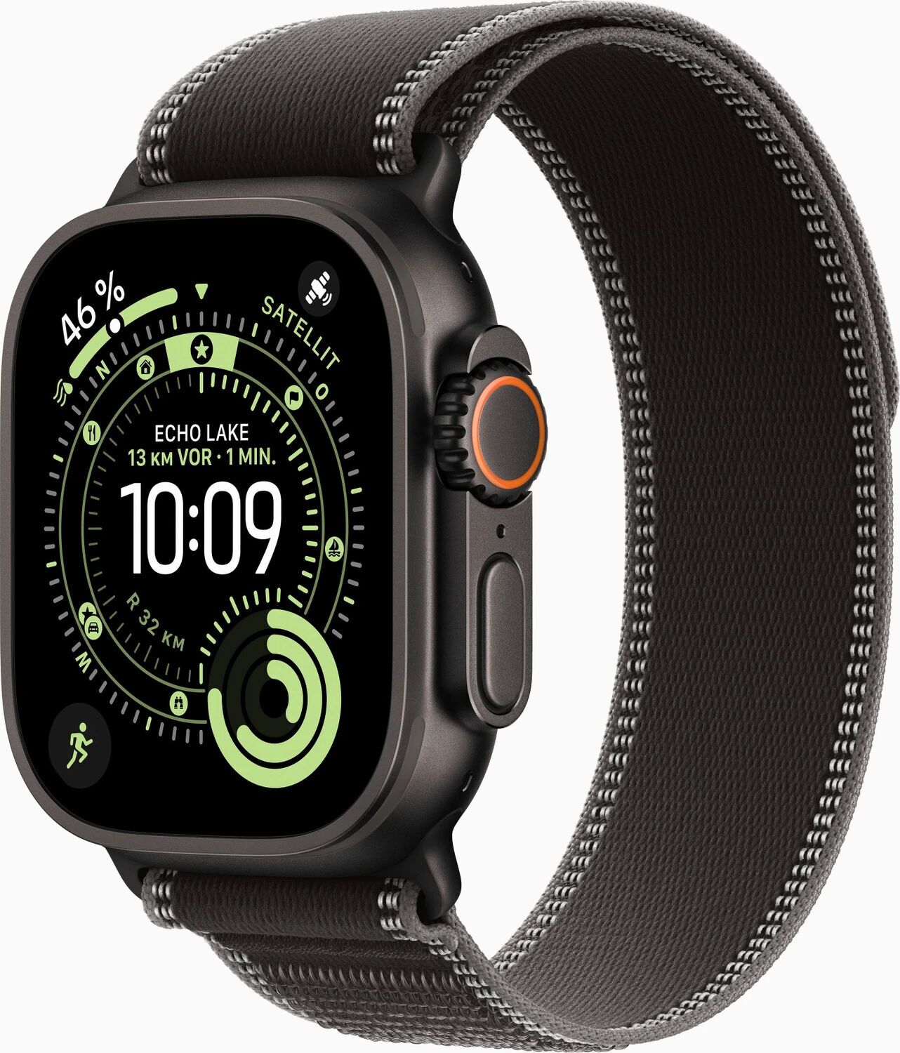 Apple Watch Ultra 3 (2025) | GPS + Cellular | zwart | Trail Loop M/L zwart/houtskoolgrijs