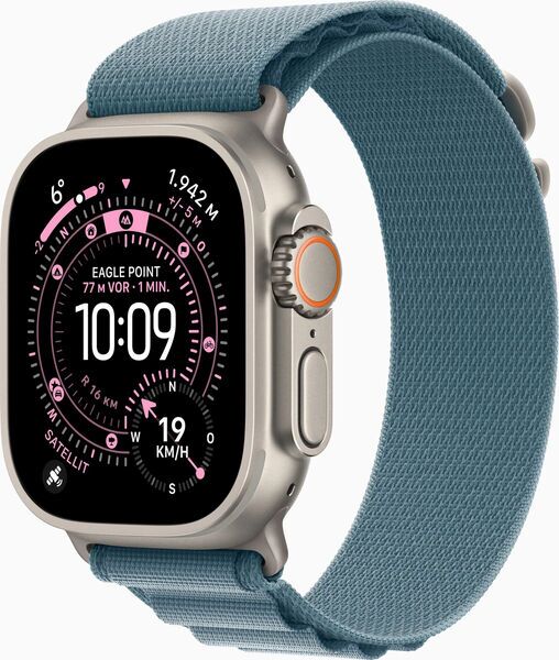 Apple Watch Ultra 3 (2025) | GPS + Cellular | natur titan | Alpine Loop M hellblau 1