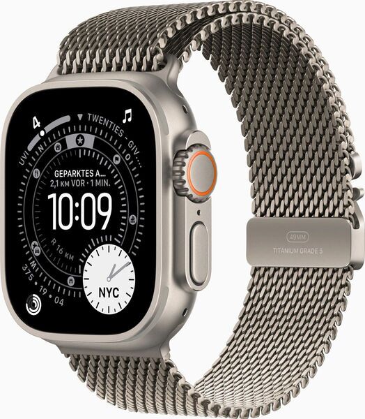 Apple Watch Ultra 3 (2025) | GPS + Cellular | Titanio natural | Pulsera Milanesa M Natural 1