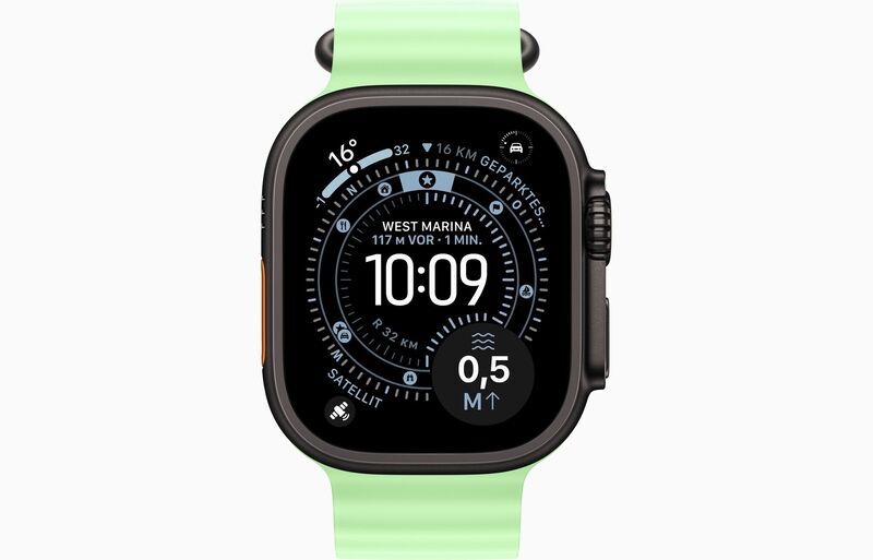 Apple Watch Ultra 3 (2025) | GPS + Cellular | noir | Bracelet Océan vert fluo, image 2 of 2