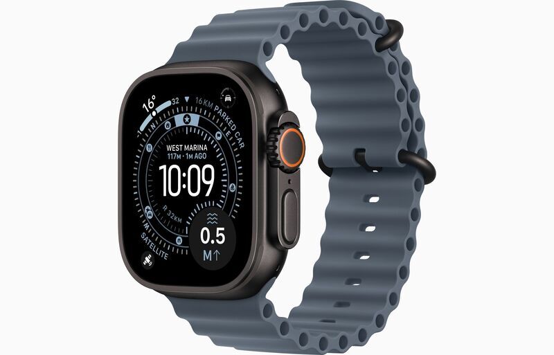 Apple Watch Ultra 3 (2025) | GPS + Cellular | black | Ocean Band Maritime Blue, image 1 of 1