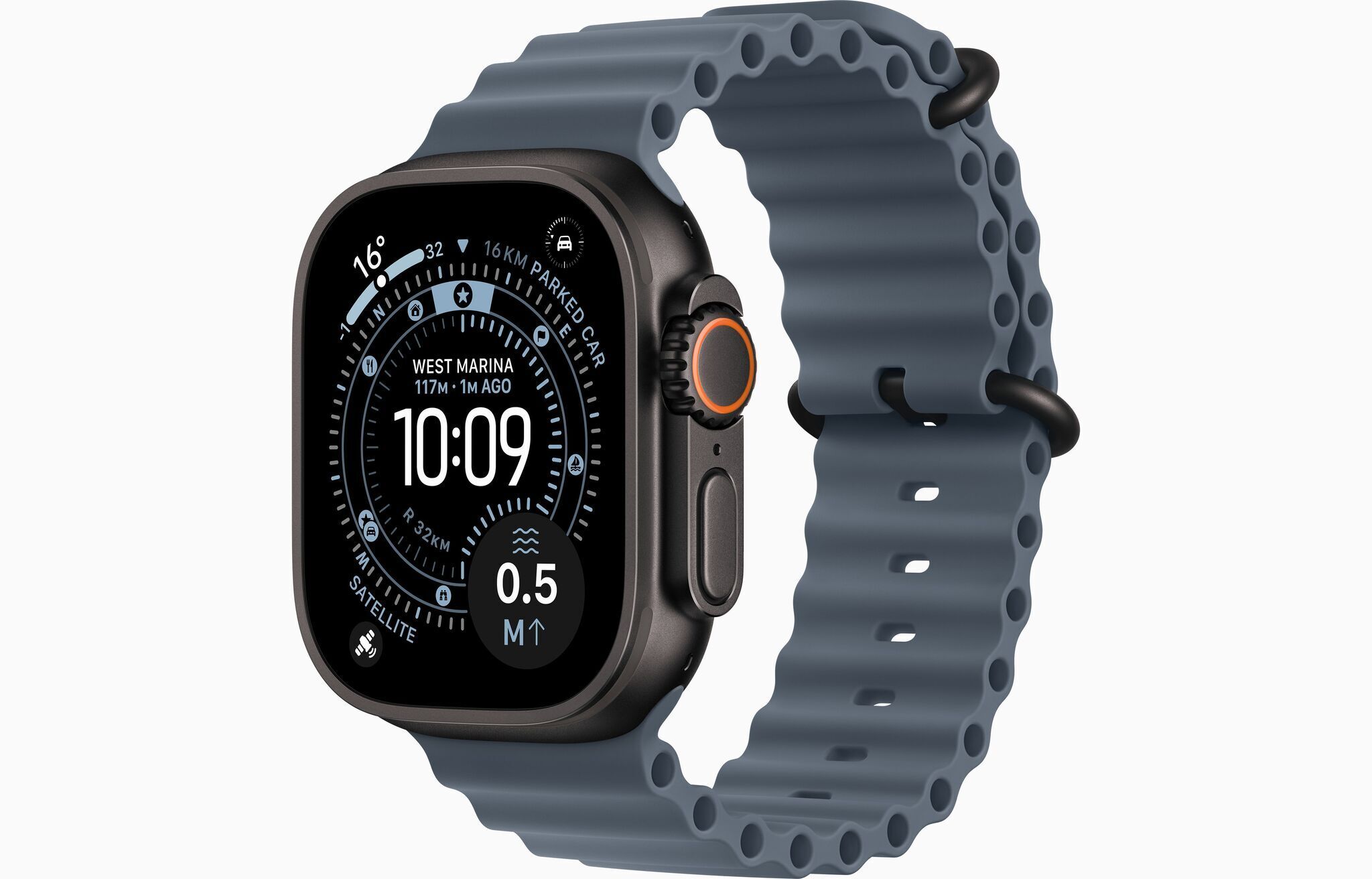 Apple Watch Ultra 3 (2025) | GPS + Cellular | zwart | Ocean-band Middernachtblauw