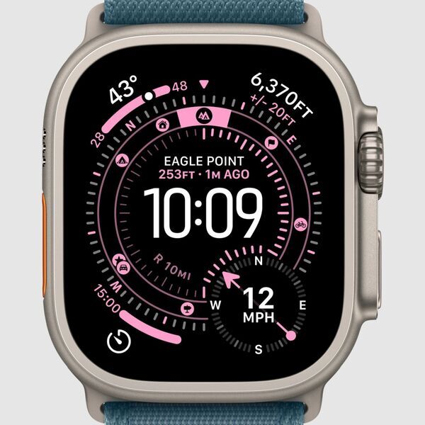 Apple Watch Ultra 3 (2025) | GPS + Cellular | Natural Titanium | Black/Charcoal Trail Loop S/M, image 1 of 2