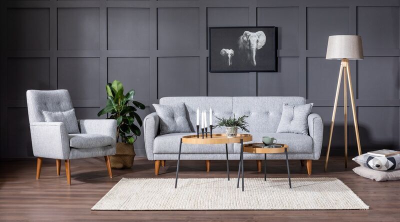 Aria armchair wood veneer gray | grey, image 1 of 1