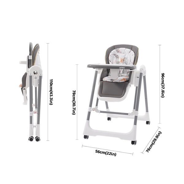 Arkyomi 3-in-1 Hochstuhl mit Babywiege | grey 2