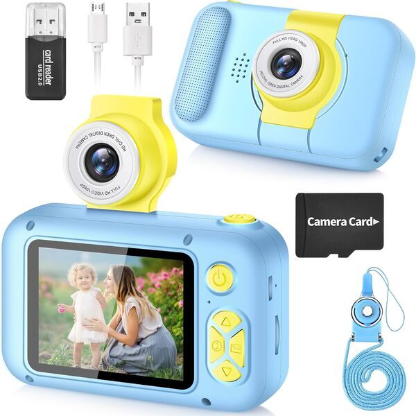ARNSSIEN X101 Fotocamera digitale per bambini | blu/giallo, image 1 of 1
