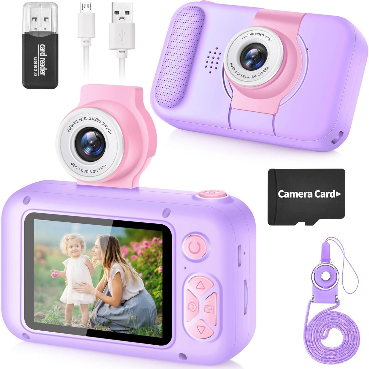 ARNSSIEN X101 Digitale camera voor kinderen | paars/roze