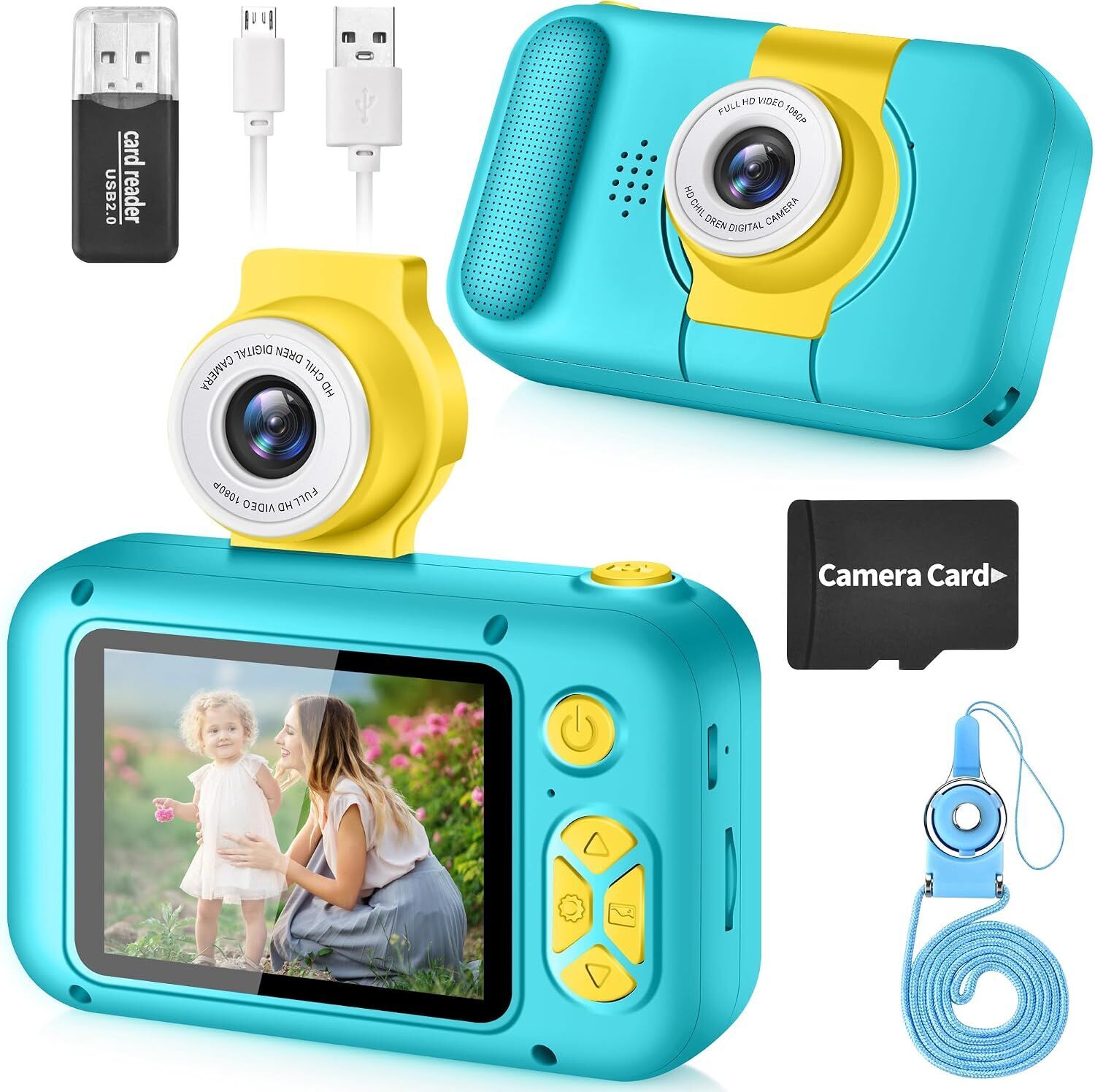 ARNSSIEN X101 Digitale camera voor kinderen | cyaanblauw