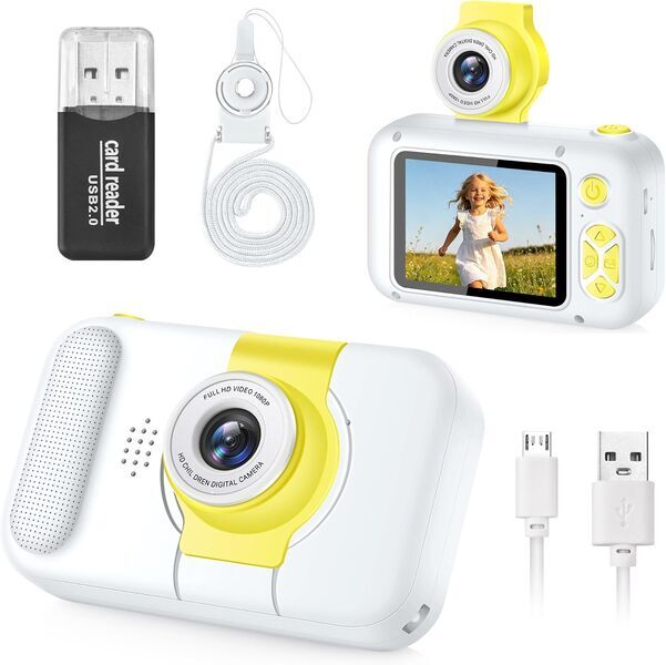 ARNSSIEN X101 appareil photo numérique pour enfants | blanc/jaune, image 1 of 1