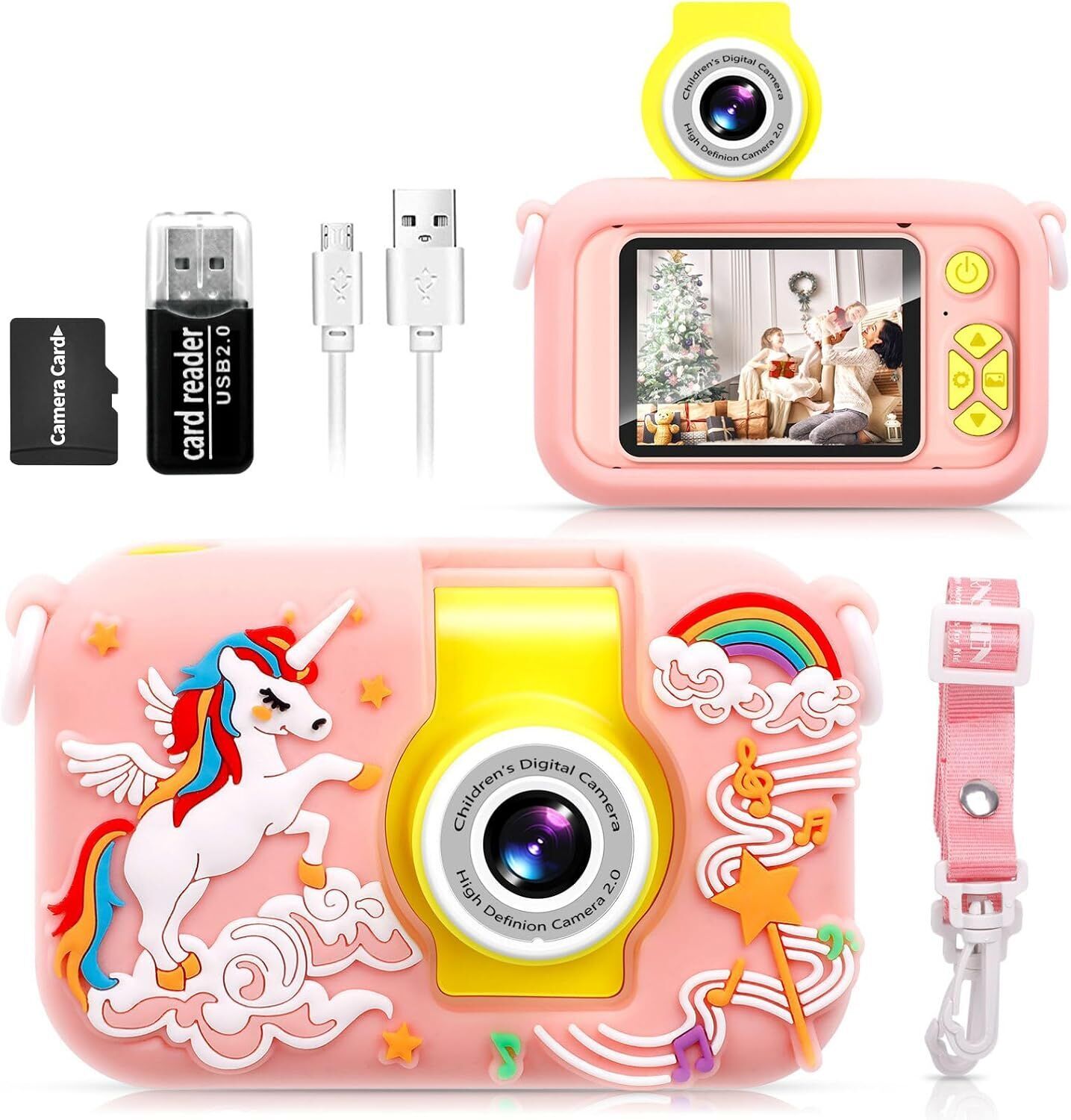 ARNSSIEN X101 Digitale camera voor kinderen | roze/geel