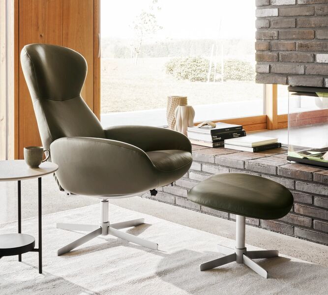 Athena footstool Estoril-leather 0959 gray brown | grey, image 1 of 1