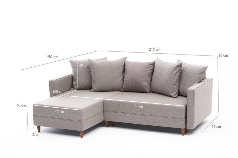 Aydam sofa bed left chaise longue cream | cream, image 4 of 4