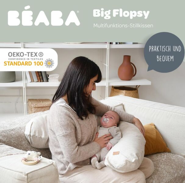 BÉABA Big Flopsy nursing pillow Schwangerschafts-/schwangerschaftskissen | beige, image 1 of 3