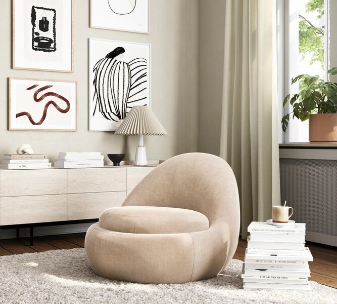 Babette poltrona Danny Cream | marrone, image 1 of 5