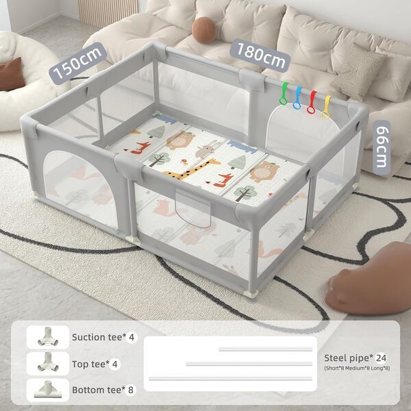 Goi Baby Laufstall Extra | hellgrau 2