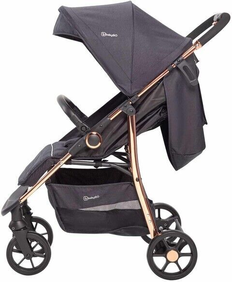 BabyGo Style 3-in-1 Kinderwagen | schwarz | rosegoldenes Gestell 3