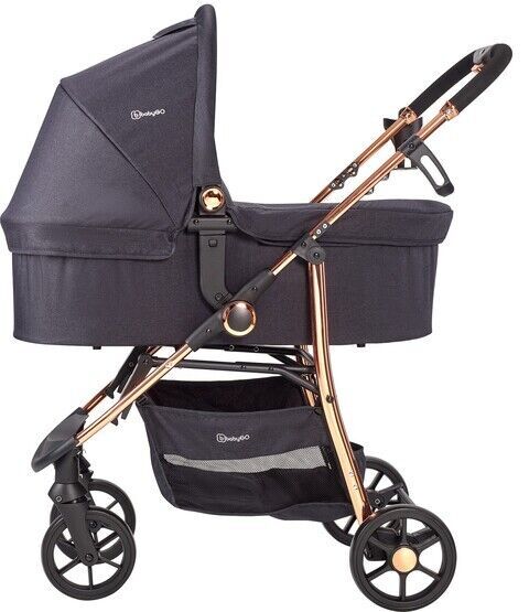 BabyGo Style 3-in-1 Kinderwagen | schwarz | rosegoldenes Gestell 4