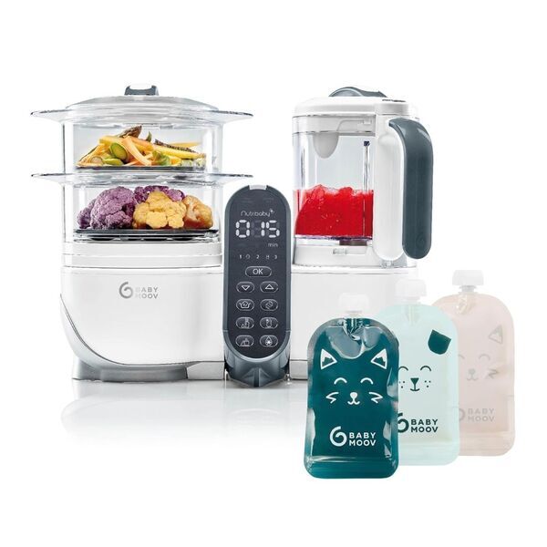 Babymoov Nutribaby Plus Babynahrungszubereiter | beige | mit Quetschbeutel 1