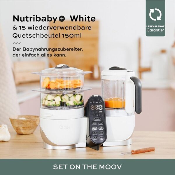 Babymoov Nutribaby Plus Babynahrungszubereiter | beige | mit Quetschbeutel 2