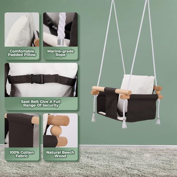 G Taleco Gear Babyschaukel Baumwollleinen | Version Englisch | black/white 2