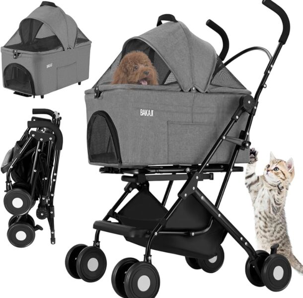 Bakaji 2-in-1 Haustier stroller | grey, image 1 of 2