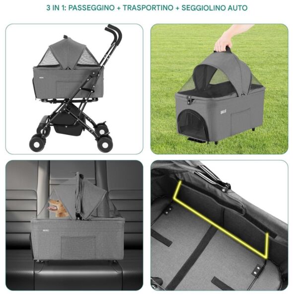 Bakaji 2-in-1 Haustier stroller | grey, image 2 of 2